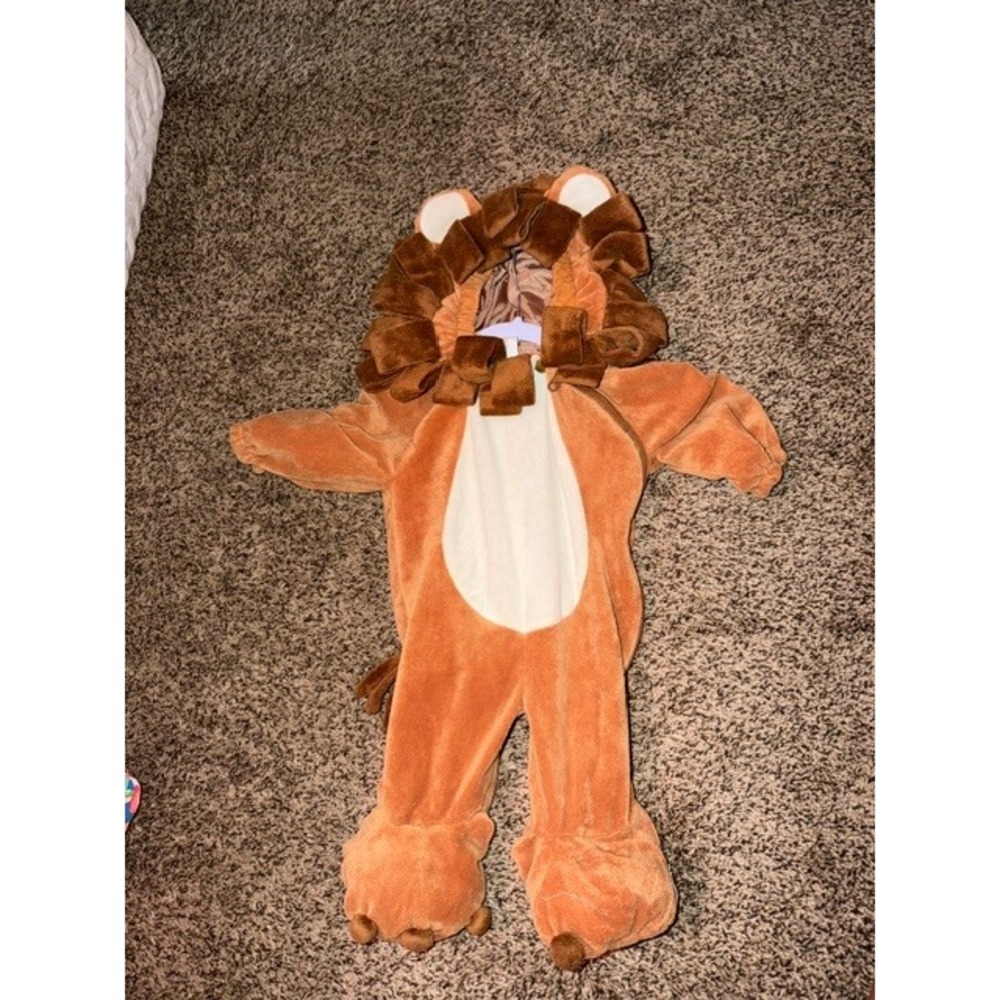 Toddler Plush Lion Halloween Costume Brown One Piece Safari Animal Dress Up